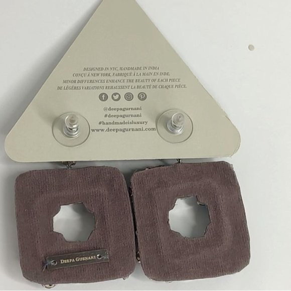 Deepa Gurnani Earrings Chandelier Blue Crytal Beaded Stones Jazlyn Cocktail - Picture 6 of 10